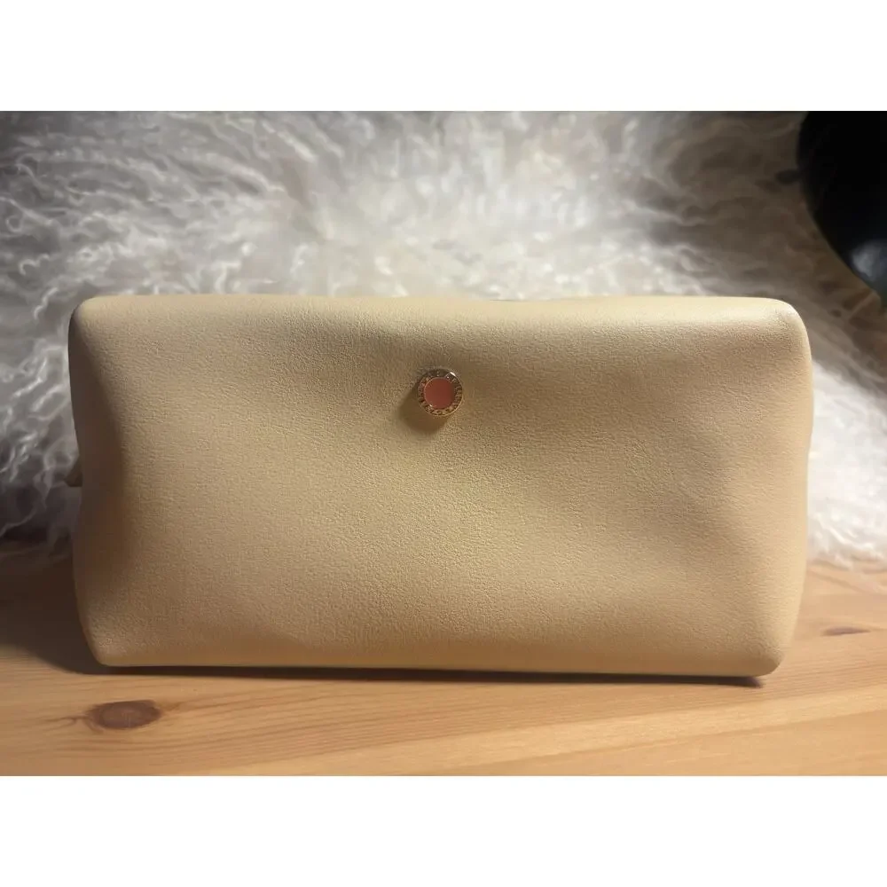 New Set of 2 Bvlgari Emirates Makeup Bag Beige Zip Cosmetic Pouch Pocket